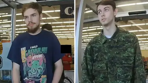 RCMP Kam McLeod, 19 and Bryer Schmegelsky, 18, are seen in CCTV images released by the Royal Canadian Mounted Police in July 2019