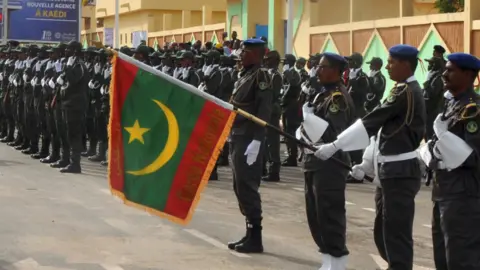 AFP/Getty Images Mauritania's flag on military parade, 2017