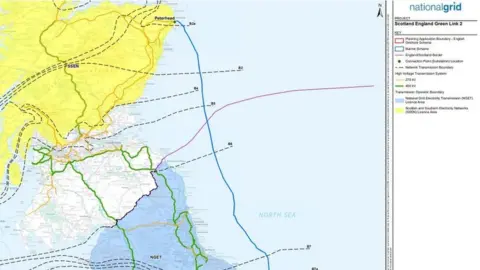 National Grid The proposed route of the Scotland England Green Link 2