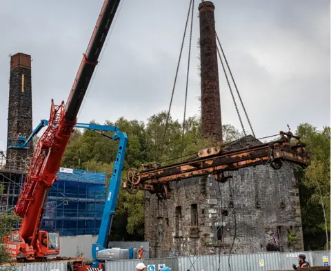 Swansea University The Musgrave engine crane being removed from the site by crane