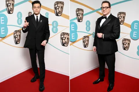 Getty Images Rami Malek and Brendan Fraser at the Bafta Film Awards