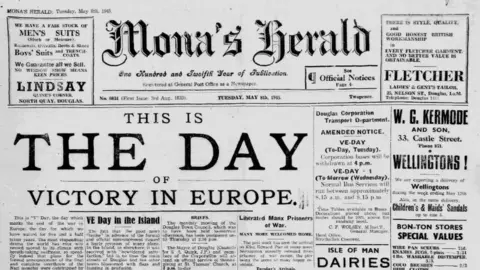 MNH Front page of the Mona's Herald from 8 May 1945