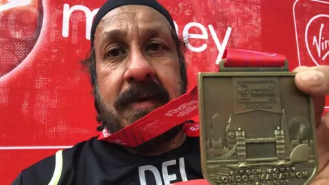 Del Singh Del Singh with his finisher's medal