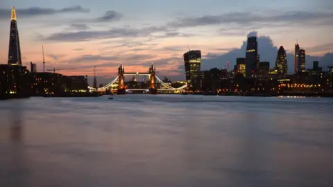 BBC London skyline from Bermondsey