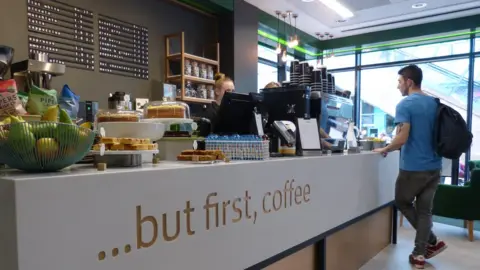 coffee bar in bank