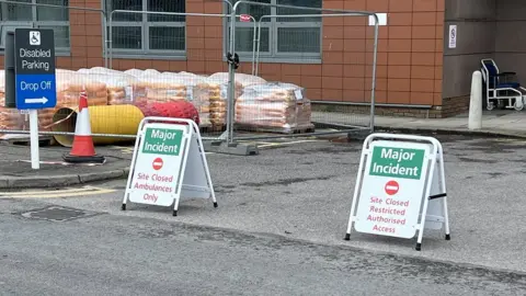 Dan Jessup Major incident signs at Eastbourne hospital