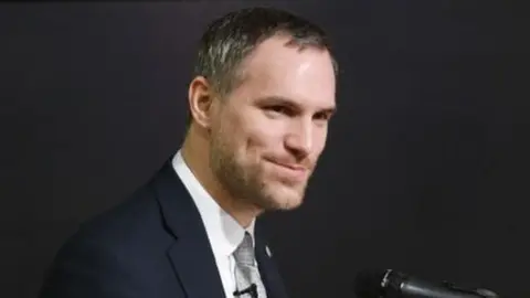 Getty Images Zdenek Hrib speaking at an event in Budapest, December 2019