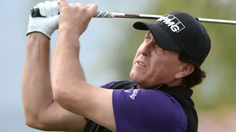 Phil Mickelson in round two action at the Nicklaus Tournament Course