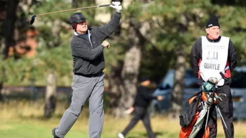 Getty Images Former US vice president Dan Quayle playing at Carnoustie in 2008