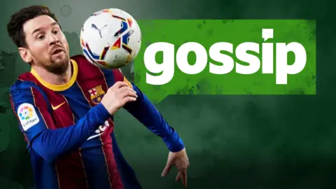 Lionel Messi with BBC gossip graphic
