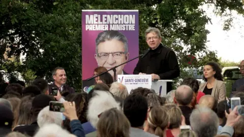 Laurène Casseville/BBC Jean-Luc Mélenchon campaigning in Essonne