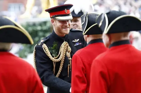 Getty Images The Duke of Sussex greets veterans at the Royal Hospital Chelsea