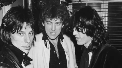 Getty Images Jeff Beck, Robert Plant and Jimmy Page,