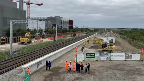 Andrew Sinclair/BBC Construction work to build the Cambridge South railway station