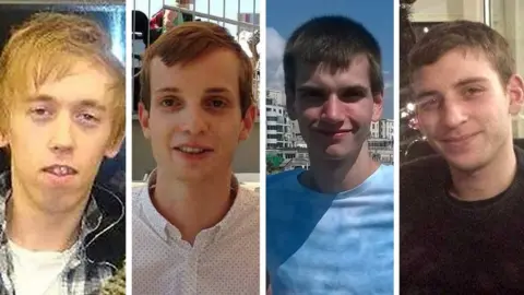 BBC Stephen Port victims (L-R): Anthony Walgate, Gabriel Kovari, Daniel Whitworth and Jack Taylor