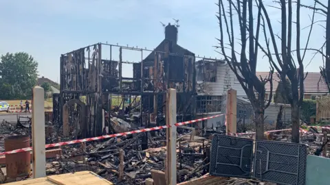 PA Media Scene after blaze in Barnsley