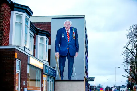 PA Media A large mural of Capt Sir Tom Moore