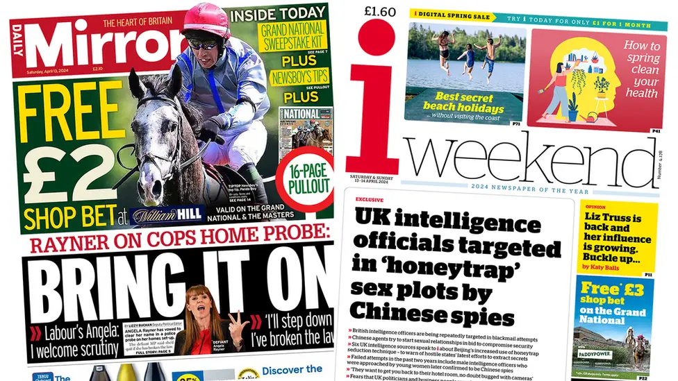 Daily Mirror and the i front pages