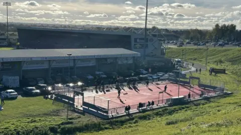 Jake Sharpe/BBC New pitch after opening at Sixfields