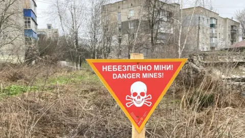 BBC Warning sign about mines