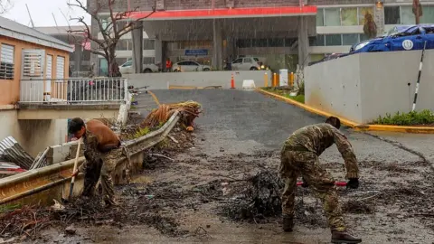 MOD British troops clearing a road in BVI