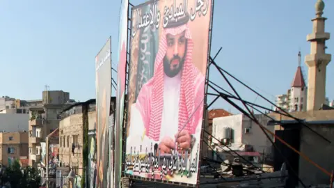 Reuters Poster of Saudi Crown Prince Mohammed bin Salman in Tripoli, northern Lebanon