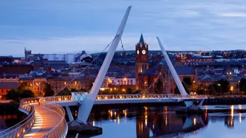 Getty Images The Peace Bridge and the cityscape of Londonderry