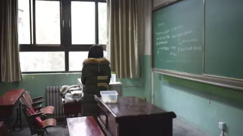 Getty Images This picture taken on January 17, 2018 shows a female student in a classroom at Beihang University in Beijing.