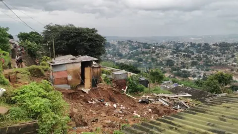 Rubble on a slope in Ntuzuma