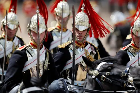 Peter Nicholls/Reuters Members of the Household Cavalry take part in the Trooping the Colour parade