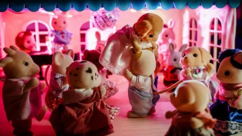 Joe Short Sylvanian families toys attempting a Dirty Dancing pose