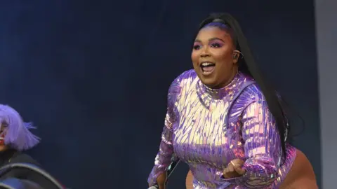 Steve Barney/BBC Lizzo performing at Glastonbury 2019