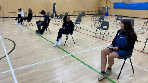 Richard Knights/BBC Covid testing at Passmores Academy, Harlow, on the first day of term September 2021