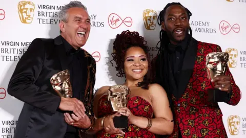 Reuters Lee Riley, Marcus Luther and Mica Ven from Gogglebox