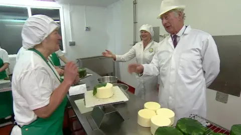 Prince Charles at Cornish Yarg factory