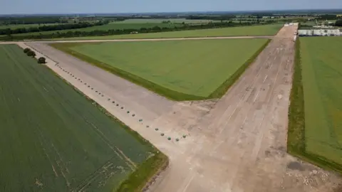 Steve Hubbard/BBC Aerial view of Bourn Airfield