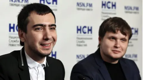 EPA Russian pranksters Vovan (L) and Lexus (R) are known in Russia for targeting Kremlin rivals