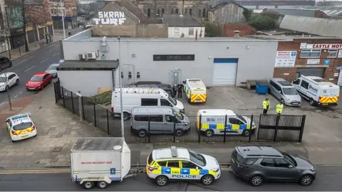 PA Media Aerial view of Hessle Road funeral directors