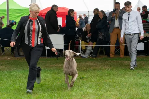 Bob Hadfield Woman showing dog