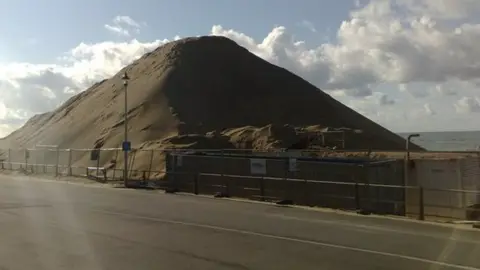 Jonathan Hutchins Sand pile at Boscombe during the construction of the surf reef