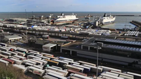 PA Media Stock image of traffic jams at port