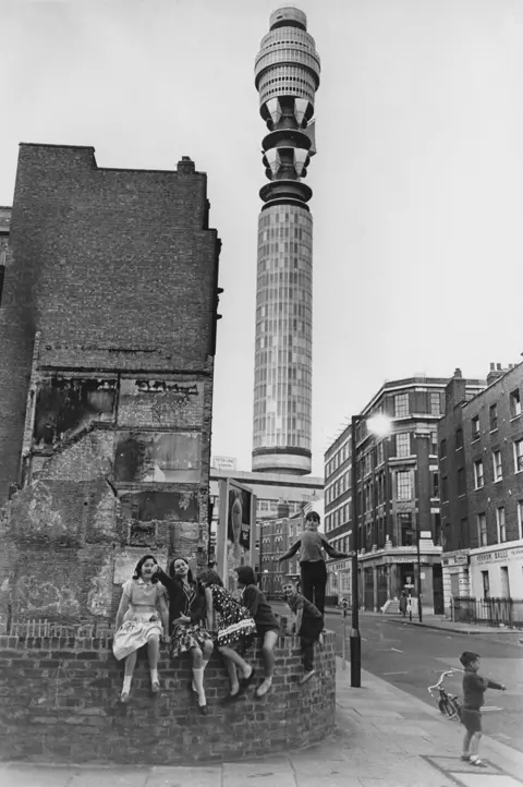 Getty Images Children playing in front of the Post Office Tower, later the BT Tower, in London, 1965