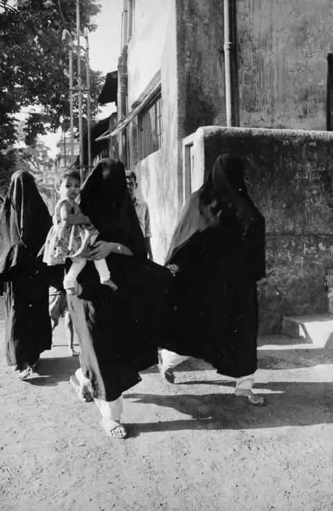 Keystone Women in burkas are on their way to vote during the Indian elections in 1967.