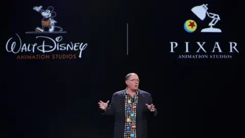 Getty Images Chief Creative Officer of Walt Disney and Pixar Animation Studios John Lasseter on stage in 2015