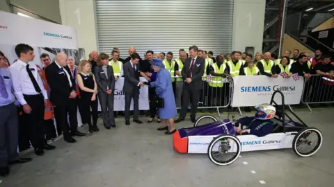 Lindsey Parnaby/PA The Queen at the Siemens factory