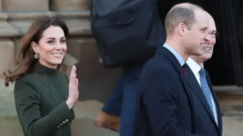 PA Media The Duke and Duchess of Cambridge arrive for a visit to City Hall in Bradford