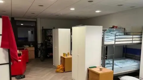 The Tab Edinburgh Makeshift student sleeping area in an university common room