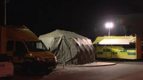 BBC Tent outside the Norfolk and Norwich Hospital in 2013