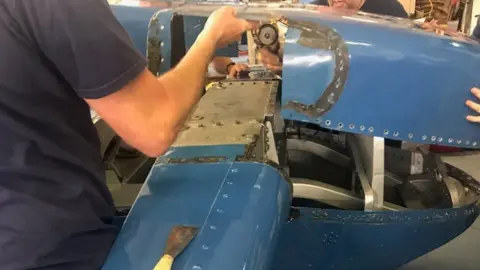 BBC Bluebird being dismantled