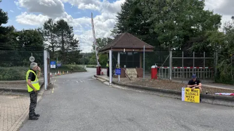 Steve Hubbard/BBC The entrance to Wethersfield airbase